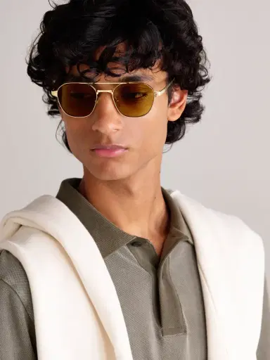 Cartier Eyewear Santos de Cartier Aviator-Style Gold-Tone Sunglasses - Men | Thumbnail 2