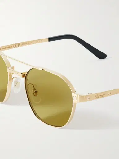 Cartier Eyewear Santos de Cartier Aviator-Style Gold-Tone Sunglasses - Men | Thumbnail 3
