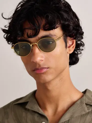 Zegna Round-Frame Bronze-Tone Sunglasses - Men | Thumbnail 2