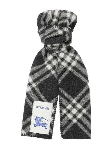 Burberry Logo-Appliquéd Checked Wool Scarf - Men | Thumbnail 1 Burberry Logo-Appliquéd Checked Wool Scarf - Men | Thumbnail 1
