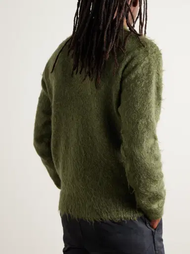 Auralee Brushed Mohair and Wool-Blend Polo Sweater - Men | Thumbnail 3