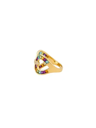 Wish Fine Jewelry 2.77ct Diamond Multi Citrine 14K Gold Crossover Ring | Thumbnail 2 Wish Fine Jewelry 2.77ct Diamond Multi Citrine 14K Gold Crossover Ring | Thumbnail 2
