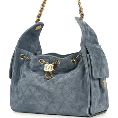 Chanel Chanel Small 25 Hobo Bag Blue Suede Antique Gold Hardware | Thumbnail 4 Chanel Chanel Small 25 Hobo Bag Blue Suede Antique Gold Hardware | Thumbnail 4