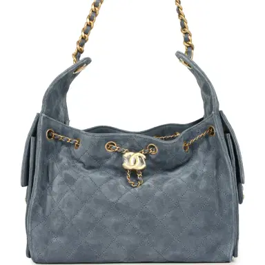 Chanel Chanel Small 25 Hobo Bag Blue Suede Antique Gold Hardware | Thumbnail 1 Chanel Chanel Small 25 Hobo Bag Blue Suede Antique Gold Hardware | Thumbnail 1