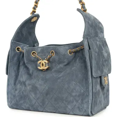 Chanel Chanel Small 25 Hobo Bag Blue Suede Antique Gold Hardware | Thumbnail 5 Chanel Chanel Small 25 Hobo Bag Blue Suede Antique Gold Hardware | Thumbnail 5