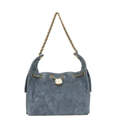Chanel Chanel Small 25 Hobo Bag Blue Suede Antique Gold Hardware | Thumbnail 7 Chanel Chanel Small 25 Hobo Bag Blue Suede Antique Gold Hardware | Thumbnail 7