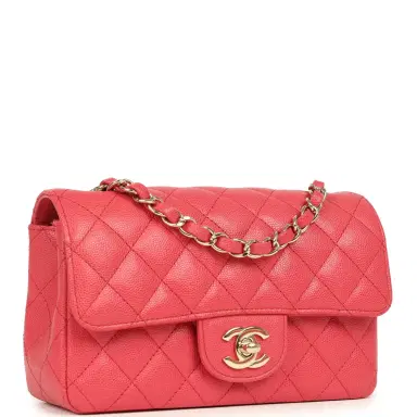 Chanel Pre-owned Chanel Mini Classic Rectangular Flap Bag Dark Pink Caviar Light Gold Hardware | Thumbnail 2 Chanel Pre-owned Chanel Mini Classic Rectangular Flap Bag Dark Pink Caviar Light Gold Hardware | Thumbnail 2