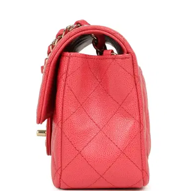 Chanel Pre-owned Chanel Mini Classic Rectangular Flap Bag Dark Pink Caviar Light Gold Hardware | Thumbnail 3 Chanel Pre-owned Chanel Mini Classic Rectangular Flap Bag Dark Pink Caviar Light Gold Hardware | Thumbnail 3