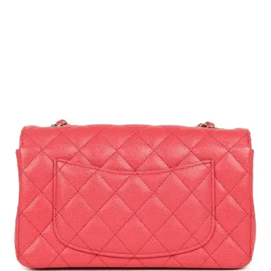 Chanel Pre-owned Chanel Mini Classic Rectangular Flap Bag Dark Pink Caviar Light Gold Hardware | Thumbnail 4 Chanel Pre-owned Chanel Mini Classic Rectangular Flap Bag Dark Pink Caviar Light Gold Hardware | Thumbnail 4