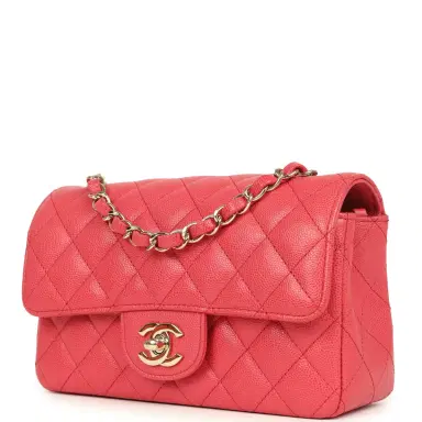 Chanel Pre-owned Chanel Mini Classic Rectangular Flap Bag Dark Pink Caviar Light Gold Hardware | Thumbnail 5 Chanel Pre-owned Chanel Mini Classic Rectangular Flap Bag Dark Pink Caviar Light Gold Hardware | Thumbnail 5