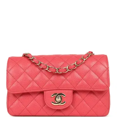 Chanel Pre-owned Chanel Mini Classic Rectangular Flap Bag Dark Pink Caviar Light Gold Hardware | Thumbnail 1 Chanel Pre-owned Chanel Mini Classic Rectangular Flap Bag Dark Pink Caviar Light Gold Hardware | Thumbnail 1