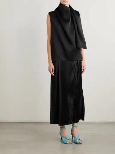 Khaite Loe Draped Satin-crepe Blouse | Thumbnail 2 Khaite Loe Draped Satin-crepe Blouse | Thumbnail 2