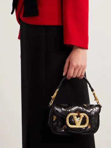 Valentino Garavani Locò Sequin-embellished Crepe Shoulder Bag | Thumbnail 2