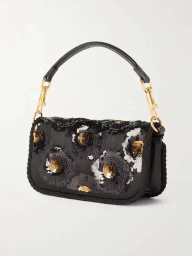 Valentino Garavani Locò Sequin-embellished Crepe Shoulder Bag | Thumbnail 3