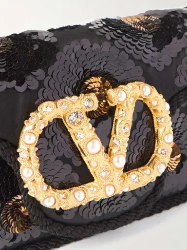 Valentino Garavani Locò Sequin-embellished Crepe Shoulder Bag | Thumbnail 4