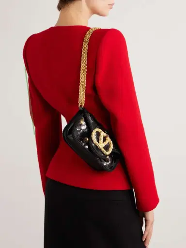 Valentino Garavani Locò Sequin-embellished Crepe Shoulder Bag | Thumbnail 6