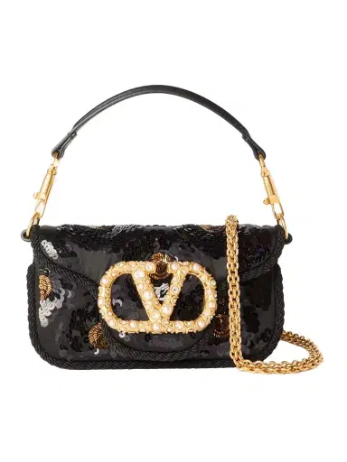 Valentino Garavani Locò Sequin-embellished Crepe Shoulder Bag | Thumbnail 1