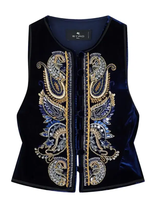 Embroidered Embellished Velvet Vest
