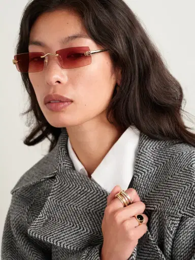 Cartier Eyewear Panthère Classic Rimless Rectangle-frame Gold-tone Sunglasses | Thumbnail 2