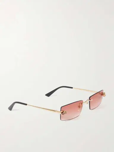 Cartier Eyewear Panthère Classic Rimless Rectangle-frame Gold-tone Sunglasses | Thumbnail 3