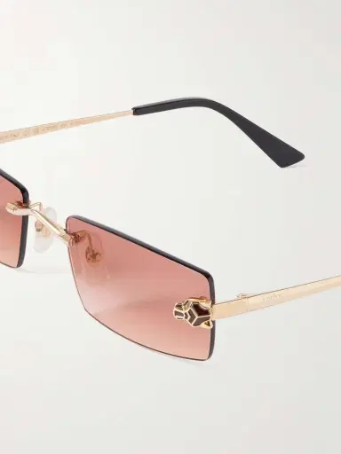 Cartier Eyewear Panthère Classic Rimless Rectangle-frame Gold-tone Sunglasses | Thumbnail 4