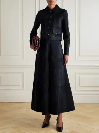 Altuzarra Varda Paneled Suede Midi Skirt | Thumbnail 2 Altuzarra Varda Paneled Suede Midi Skirt | Thumbnail 2