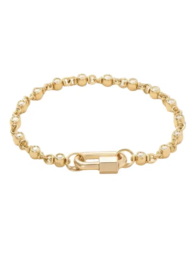 Chubby Babylock + Small Canned Chain 18-karat Gold Diamond Bracelet