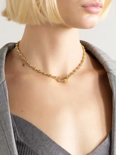 Marla Aaron Rolling Cans Chain + Chubby Babylock 18-karat Gold Diamond Necklace | Thumbnail 2