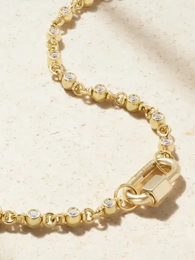 Marla Aaron Rolling Cans Chain + Chubby Babylock 18-karat Gold Diamond Necklace | Thumbnail 4