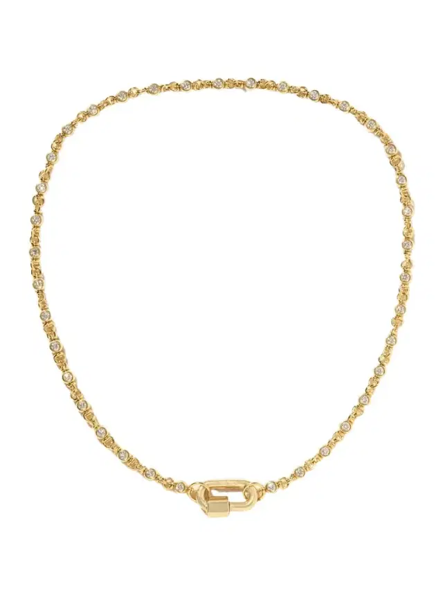 Marla Aaron Rolling Cans Chain + Chubby Babylock 18-karat Gold Diamond Necklace