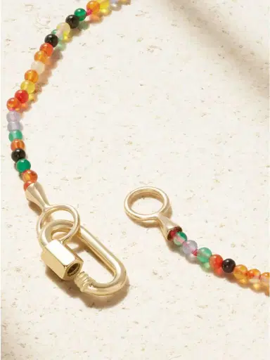 Marla Aaron Itty Bitty Strand + Babylock 14-karat Gold Agate Necklace | Thumbnail 3