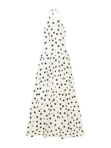Rebecca Vallance Maisie Ruffled Polka-dot Cotton-blend Poplin Halterneck Maxi Dress | Thumbnail 1 Rebecca Vallance Maisie Ruffled Polka-dot Cotton-blend Poplin Halterneck Maxi Dress | Thumbnail 1