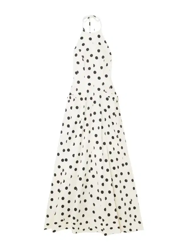 Maisie Ruffled Polka-dot Cotton-blend Poplin Halterneck Maxi Dress