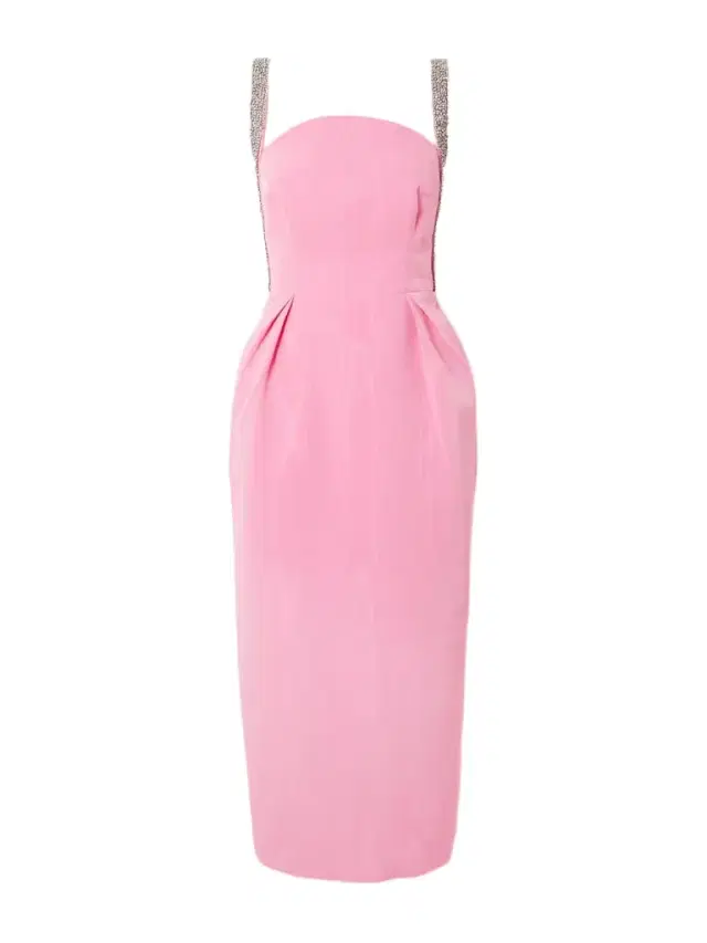 Rebecca Vallance Amaro Crystal-embellished Pleated Taffeta Midi Dress