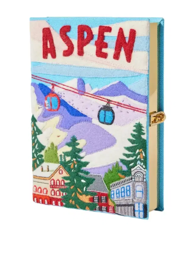 Aspen Embroidered Appliquéd Canvas Clutch
