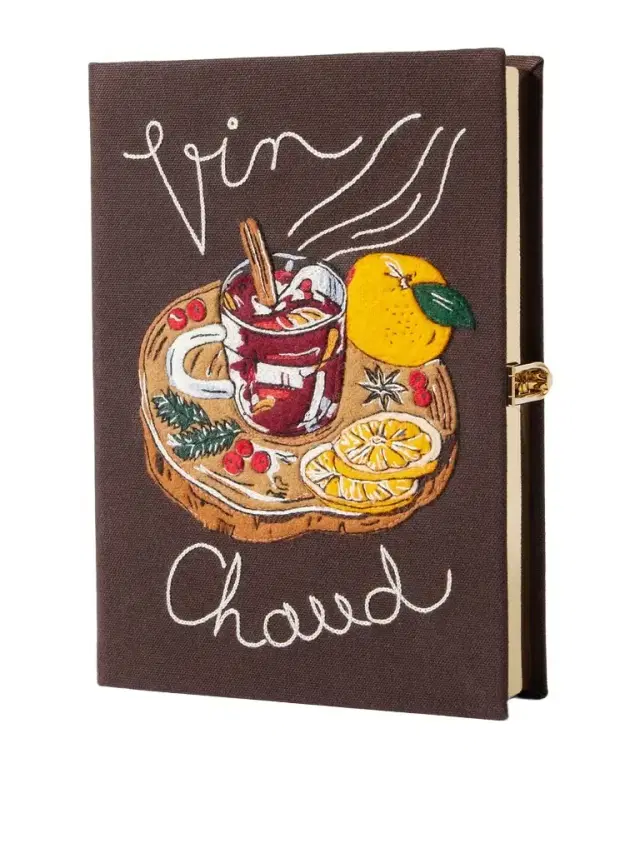 Vin Chaud Embroidered Appliquéd Canvas Clutch