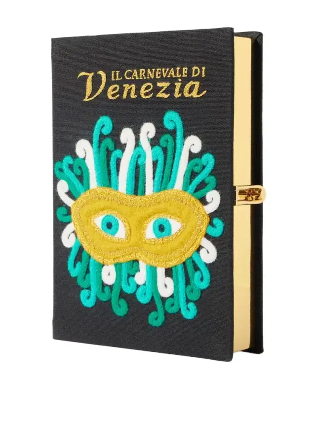 Carnival Of Venice Embroidered Appliquéd Canvas Clutch