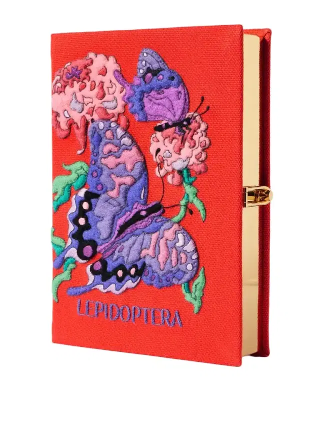 Lepidoptera Embroidered Appliquéd Canvas Clutch