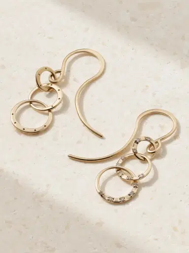 Melissa Joy Manning Triple Link 14-karat Recycled Gold Diamond Earrings | Thumbnail 3