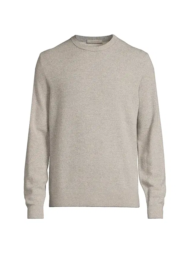 CORNELIANI Men's Two-Tone Wool-Cashmere Sweater - Natural