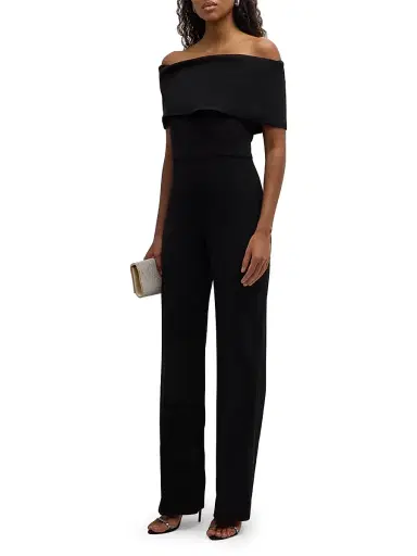 Lela Rose Women's Off-the-Shoulder Crêpe Jumpsuit | Thumbnail 3 Lela Rose Women's Off-the-Shoulder Crêpe Jumpsuit | Thumbnail 3
