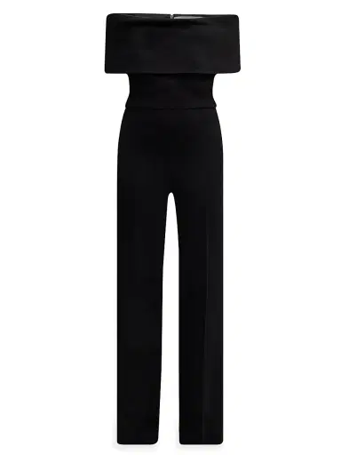 Lela Rose Women's Off-the-Shoulder Crêpe Jumpsuit | Thumbnail 1 Lela Rose Women's Off-the-Shoulder Crêpe Jumpsuit | Thumbnail 1
