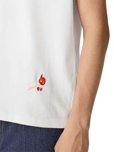 Bottega Veneta Men's Embroidered Matchstick Cotton Jersey T-Shirt - White - Size Small | Thumbnail 4 Bottega Veneta Men's Embroidered Matchstick Cotton Jersey T-Shirt - White - Size Small | Thumbnail 4