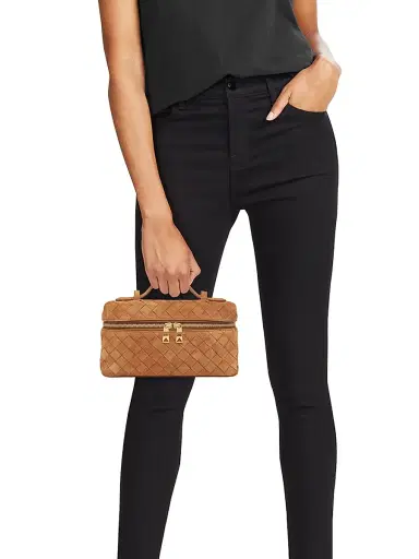Bottega Veneta Women's Bang Bang Intrecciato Suede Crossbody Vanity Case Bag - Amber Gold | Thumbnail 3