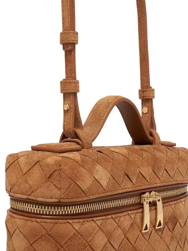Bottega Veneta Women's Bang Bang Intrecciato Suede Crossbody Vanity Case Bag - Amber Gold | Thumbnail 6