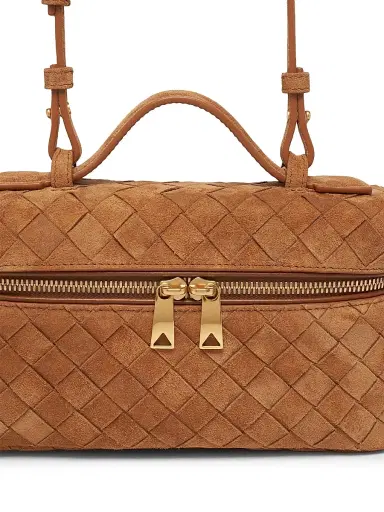 Bottega Veneta Women's Bang Bang Intrecciato Suede Crossbody Vanity Case Bag - Amber Gold | Thumbnail 7