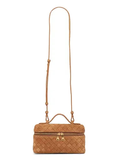 Bottega Veneta Women's Bang Bang Intrecciato Suede Crossbody Vanity Case Bag - Amber Gold | Thumbnail 8