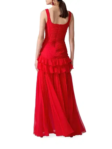 Carolina Herrera Women's Gathered Silk Ruffle Gown - Scarlet | Thumbnail 3 Carolina Herrera Women's Gathered Silk Ruffle Gown - Scarlet | Thumbnail 3