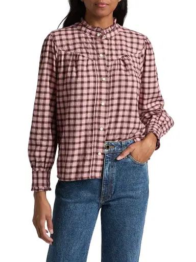 RAILS Women's Alanna Checked Cotton-Blend Blouse | Thumbnail 3