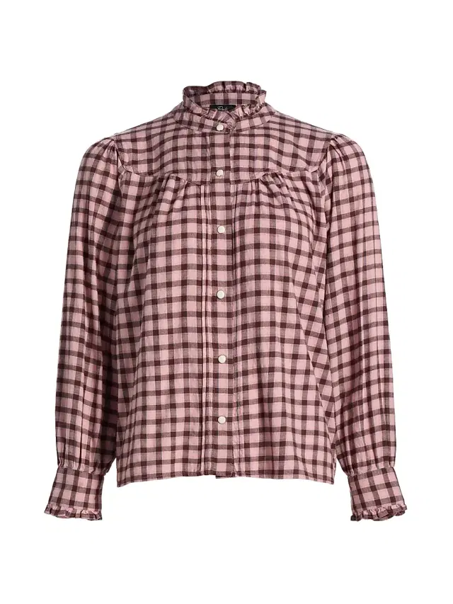 Rails Women's Alanna Checked Cotton-Blend Blouse - Garnet Rose Cobalt